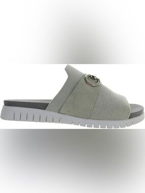 Bernie Mev Monaco Womens Sporty Slide Sandals Open Toe Casual Nude Silver 9 9.5